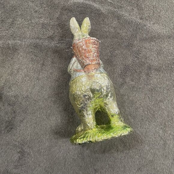 Bunny Rabbit Faux Foil Chocolate Figurine 11 inches tall Basket on Back Easter - Picture 7 of 10